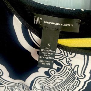 Retro black & white with blue knee length dress